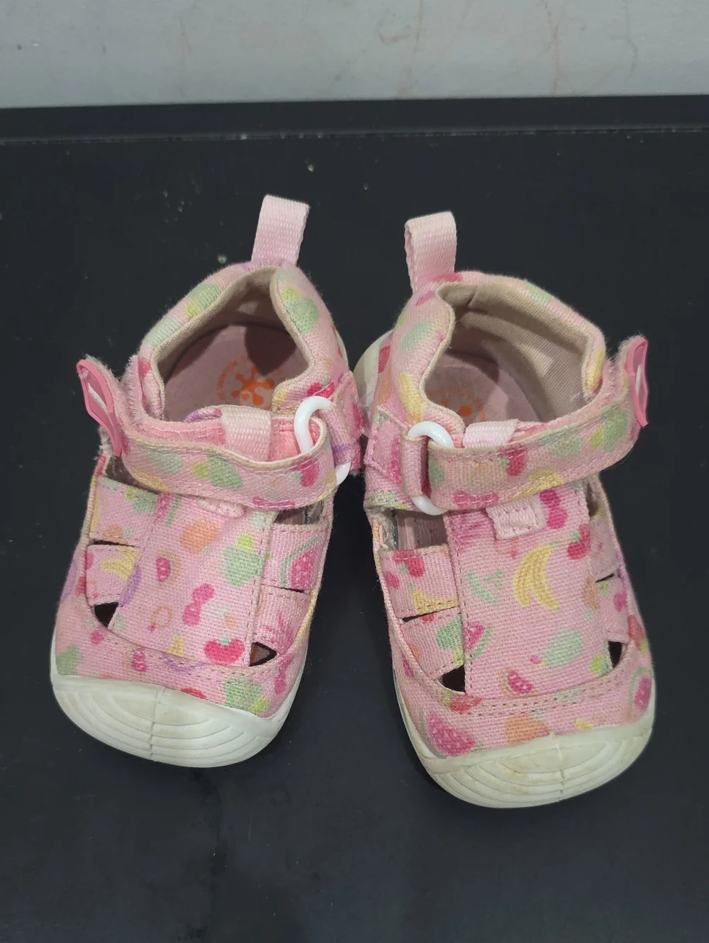 Pink Toddler Fruit-Print Canvas Walker Sandals